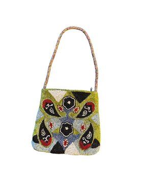 Beaded Bohemian Shoulder Bag Colorful Intricate Floral Detail Vibrant Design
